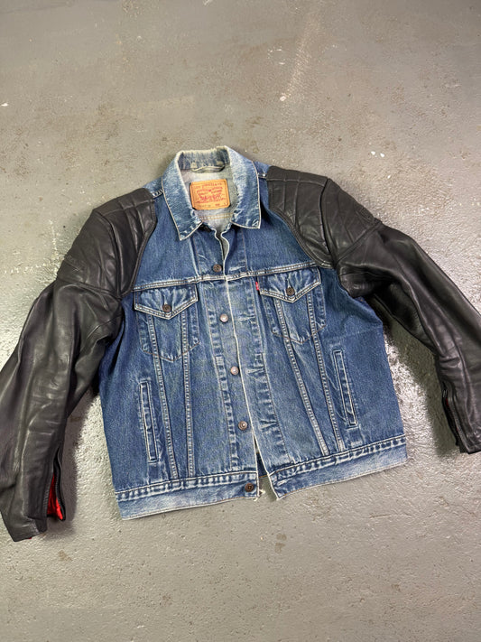 Leather Denim Biker Jacket
