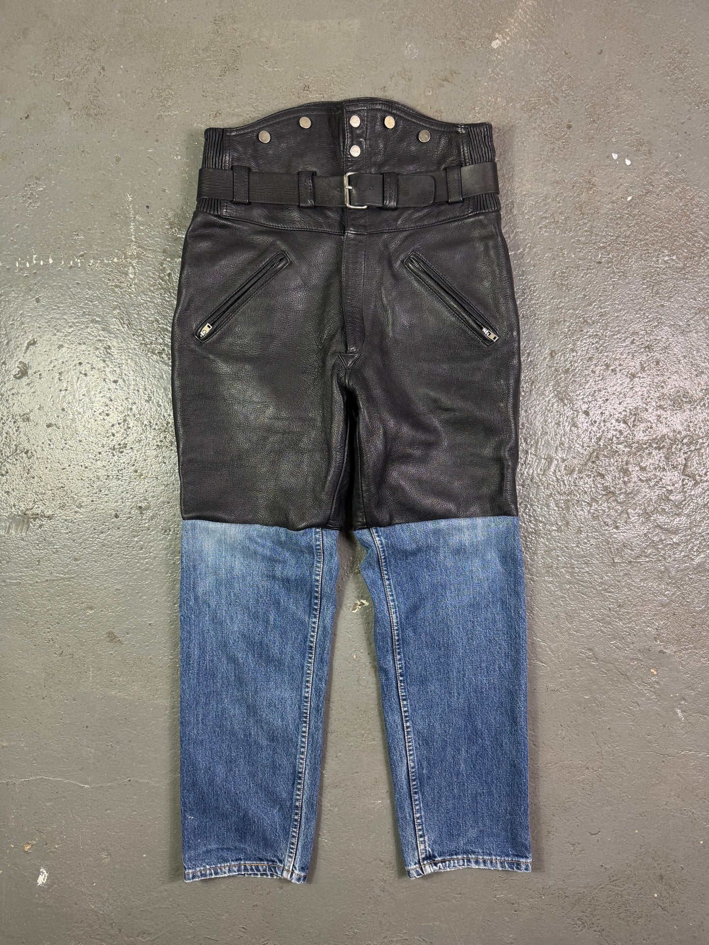 Motorcycle Leather and Denim Pants