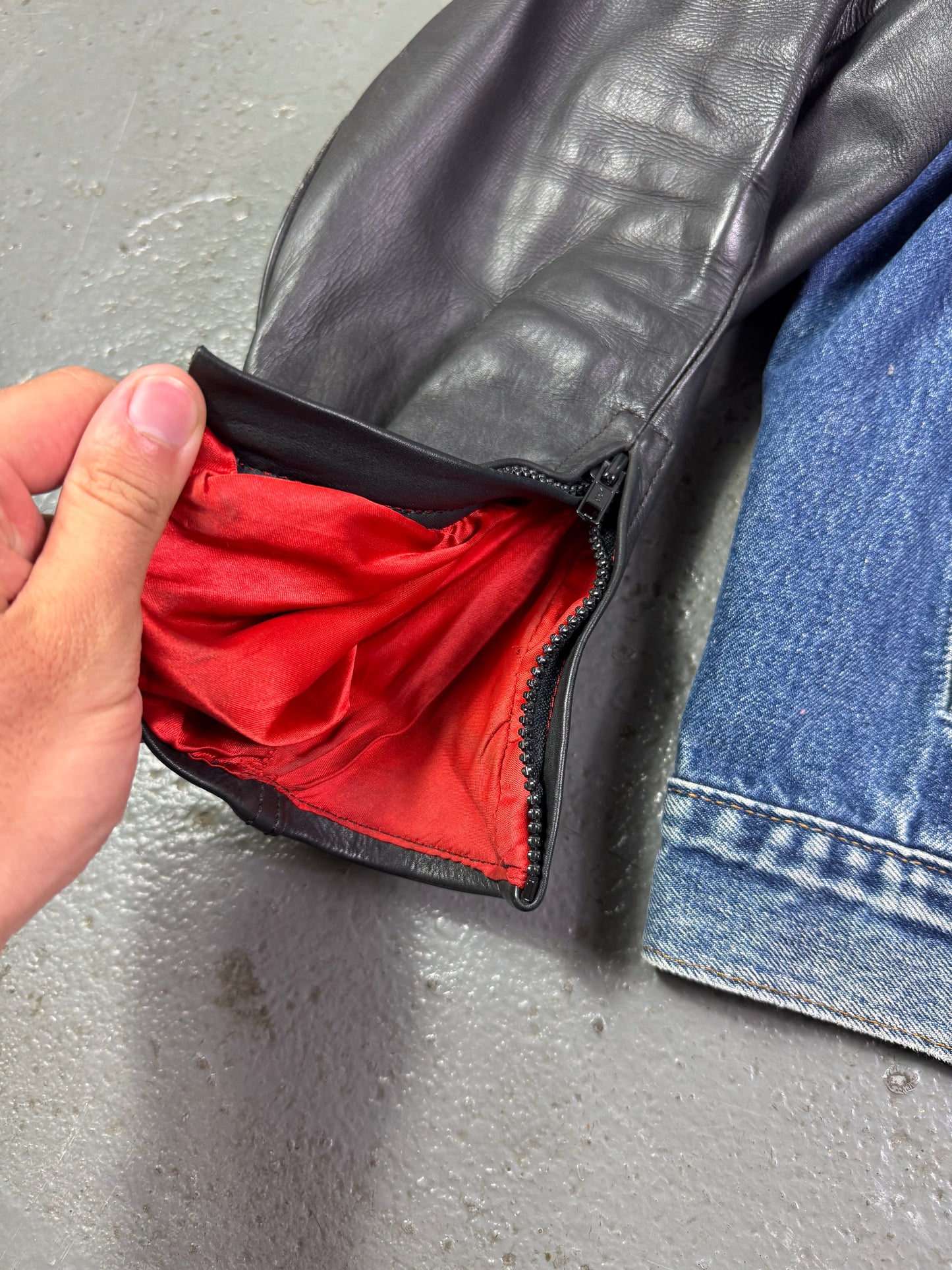 Leather Denim Biker Jacket