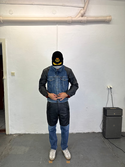 Leather Denim Biker Jacket